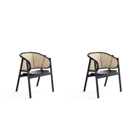 DESIGNED TO FURNISH Versailles Armchair, Black & Natural Cane, 2PK DE3073864